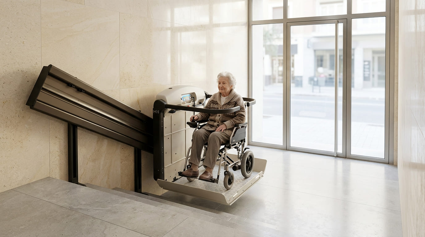 Plataforma elevatória para entrada de prédio